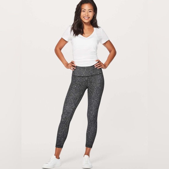 Lululemon Align Pant II (25") Luminesce Splatter Ice Grey Black Leggings Size 6 - Picture 2 of 12